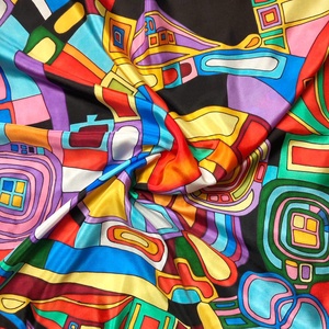 Kézzel festett selyemkendő Colorful 75x75cm (pongé 8), Ruha & Divat, Sál, Sapka, Kendő, Vállkendő, Selyemfestés, MESKA