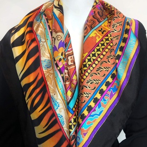 Kézzel festett selyemkendő �Savanna 90x90cm (twill) - ruha & divat - sál, sapka, kendő - vállkendő - Meska.hu