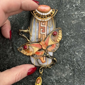 Antik pillangó nyaklánc - ékszer - nyaklánc - medálos nyaklánc - Meska.hu