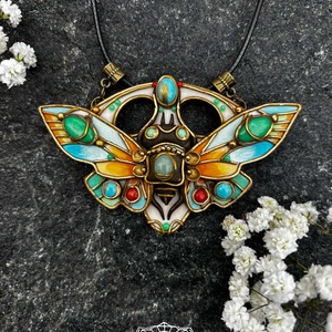Antik pillangó nyaklánc, Ékszer, Nyaklánc, Medálos nyaklánc, Ékszerkészítés, Gyurma, MESKA