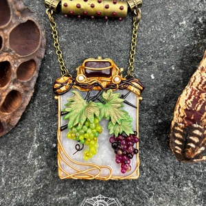 Antik szőlő nyaklánc, Ékszer, Nyaklánc, Medálos nyaklánc, Ékszerkészítés, Gyurma, MESKA