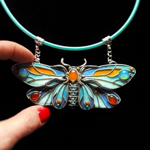 Kék pillangós nyaklánc - ékszer - nyaklánc - medálos nyaklánc - Meska.hu