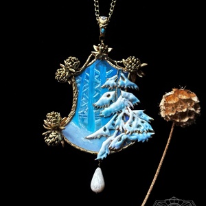 Antik téli nyakék, Ékszer, Nyaklánc, Medálos nyaklánc, Ékszerkészítés, Gyurma, MESKA