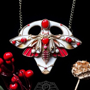 Piros-fehér pillangó nyaklánc, Ékszer, Nyaklánc, Medálos nyaklánc, Ékszerkészítés, Gyurma, MESKA