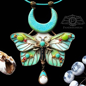 Türkiz pillangó nyaklánc, Ékszer, Nyaklánc, Medálos nyaklánc, Ékszerkészítés, Gyurma, MESKA