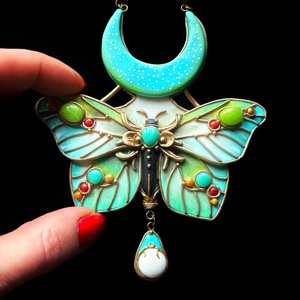 Türkiz pillangó nyaklánc - ékszer - nyaklánc - medálos nyaklánc - Meska.hu