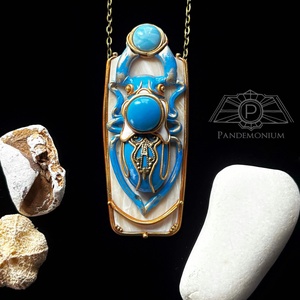 Kék scarabeus nyaklánc, Ékszer, Nyaklánc, Medálos nyaklánc, Ékszerkészítés, Gyurma, MESKA