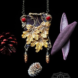 Őszi nyaklánc, Ékszer, Nyaklánc, Medálos nyaklánc, Ékszerkészítés, Gyurma, MESKA