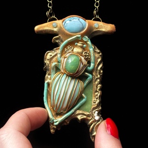 Egyiptomi nyakék (Scrab) - ékszer - nyaklánc - medálos nyaklánc - Meska.hu