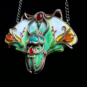 Zöld scarabeus nyaklánc - ékszer - nyaklánc - medálos nyaklánc - Meska.hu