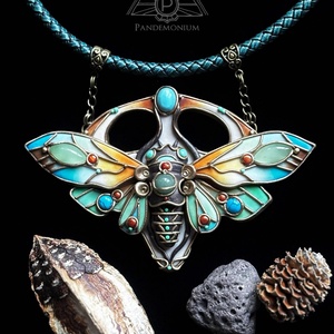 Art Nouveau pillangó nyaklánc, Ékszer, Nyaklánc, Medálos nyaklánc, Ékszerkészítés, Gyurma, MESKA