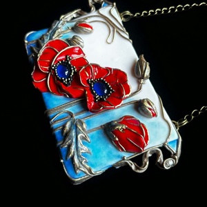 Pipacsos Art Nouveau nyaklánc - ékszer - nyaklánc - medálos nyaklánc - Meska.hu