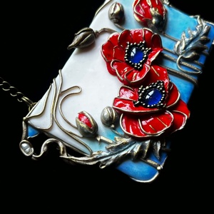 Pipacsos Art Nouveau nyaklánc - ékszer - nyaklánc - medálos nyaklánc - Meska.hu