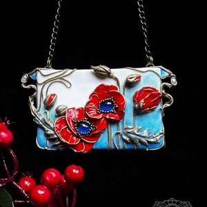 Pipacsos Art Nouveau nyaklánc - Meska.hu