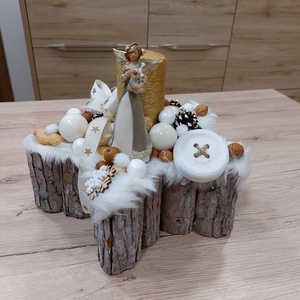 Karácsonyi angyalkás asztaldísz ,csillag alakú - otthon & életmód - dekoráció - asztal és polc dekoráció - asztaldísz - Meska.hu