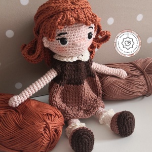 Amigurumi horgolt baba, öltöztethető kislány, levehető kötött ruhával, pamutból készült játék, dekoráció - játék & sport - baba & babaház - öltöztethető baba - Meska.hu