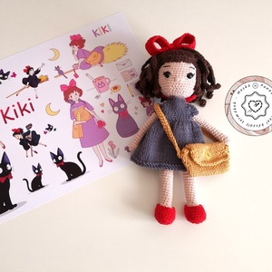 Kiki a boszorkányfutár anime amigurumi baba, kiki's delivery öltöztethető kislány, pamutból készült dekorációs játék - játék & sport - baba & babaház - baba - Meska.hu