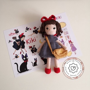 Kiki a boszorkányfutár anime amigurumi baba, kiki's delivery öltöztethető kislány, pamutból készült dekorációs játék - játék & sport - baba & babaház - baba - Meska.hu