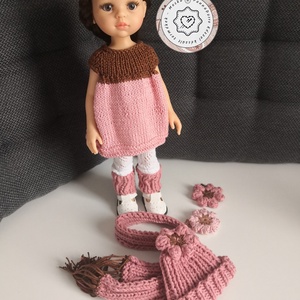 Ruha csomag Paola Reina 32 cm-es babákhoz, öltöztethető játékokhoz, kötött ruha, sál, sapka, bokavédő, 4 részes - játék & sport - baba & babaház - öltöztethető baba - Meska.hu