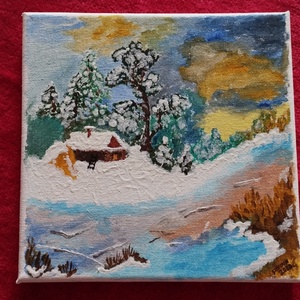 Jégzajlás a folyón, Művészet, Festmény, Akril, Festészet, MESKA