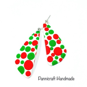 Téli pöttyvarázs gyurmafülbevaló, Ékszer, Fülbevaló, Lógó csepp fülbevaló, Ékszerkészítés, Gyurma, MESKA