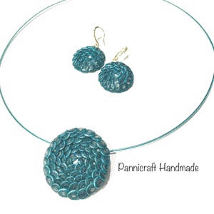 Türkiz-ezüst-gyöngyház gyurma ékszer szett, Ékszer, Ékszerszett, Ékszerkészítés, Gyurma, MESKA