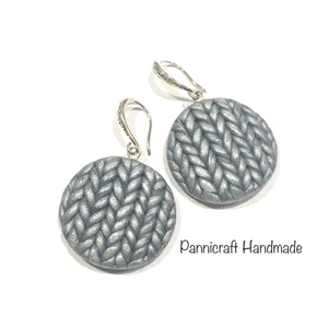 Ezüst kötött mintás füli , Ékszer, Fülbevaló, Lógós kerek fülbevaló, Ékszerkészítés, Gyurma, MESKA