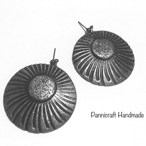 Ezüst nap gyurmafülbevaló, Ékszer, Fülbevaló, Lógó fülbevaló, Gyurma, Ékszerkészítés, MESKA