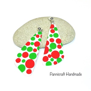 Téli pöttyvarázs gyurmafülbevaló - ékszer - fülbevaló - lógó csepp fülbevaló - Meska.hu