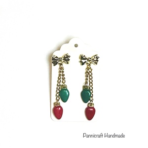 Karácsonyi Fényfüzér  kézműves fülbevaló masnival  - Meska.hu