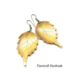 Aranyló falevél fülbevaló, Ékszer, Fülbevaló, Lógó fülbevaló, Ékszerkészítés, Gyurma, MESKA
