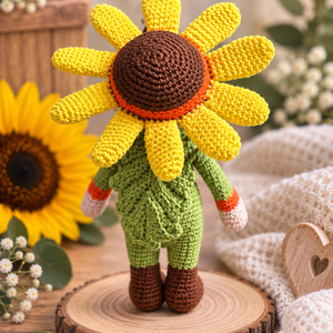  Horgolt napraforgó figura � egyedi amigurumi, kézműves dekoráció - otthon & életmód - virágdekoráció - virágdíszek - asztali virágdísz - Meska.hu