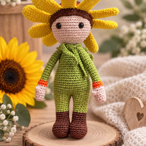  Horgolt napraforgó figura � egyedi amigurumi, kézműves dekoráció - Meska.hu