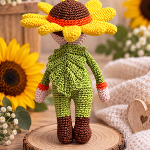  Horgolt napraforgó figura � egyedi amigurumi, kézműves dekoráció - otthon & életmód - virágdekoráció - virágdíszek - asztali virágdísz - Meska.hu