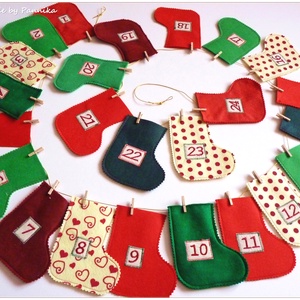 AkciÓ! Adventi naptár  csizmácskák - karácsony - adventi díszek - adventi naptár - Meska.hu