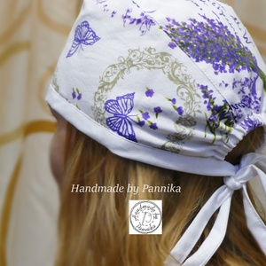 Textil műtős sapka Levendula mintás - ruha & divat - sál, sapka, kendő - sapka - Meska.hu