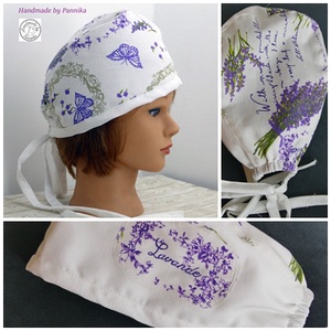 Textil műtős sapka Levendula mintás - ruha & divat - sál, sapka, kendő - sapka - Meska.hu