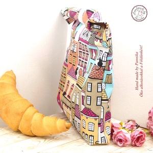 Roll top Uzsonnás, frissentartó tasak (párizsi cicák) - táska & tok - uzsonna- & ebéd tartó - szendvics csomagoló - Meska.hu