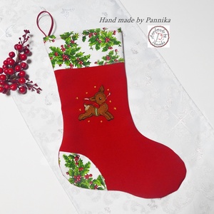 Mikulás csizma ( Szarvas a cillagos égen) - karácsony - mikulás - mikulás zsák - Meska.hu