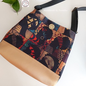 Afrikai mintás Kézműves Válltáska  Női Arany Aljú Egyedi Darab ( Valódi bőr részekkel ), Táska & Tok, Kézitáska & válltáska, Válltáska, Varrás, Bőrművesség, MESKA