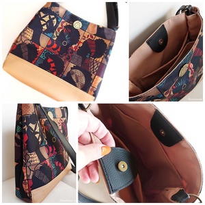 Afrikai mintás Kézműves Válltáska  Női Arany Aljú Egyedi Darab ( Valódi bőr részekkel ) - táska & tok - kézitáska & válltáska - válltáska - Meska.hu