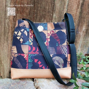 Afrikai mintás Kézműves Válltáska  Női Arany Aljú Egyedi Darab ( Valódi bőr részekkel ), Táska & Tok, Kézitáska & válltáska, Válltáska, Varrás, Bőrművesség, MESKA