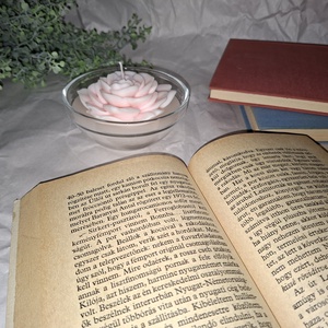 Edénygyertya rózsával  - otthon & életmód - gyertya, illat, aroma - gyertya - Meska.hu