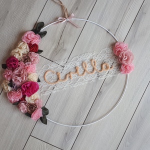 Egyedi névdekor, névtábla, kopogtató csipkével gyerekszoba és babaszoba dekoráció - otthon & életmód - dekoráció - Meska.hu