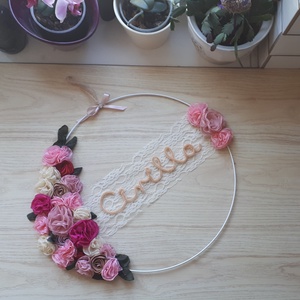 Egyedi névdekor, névtábla, kopogtató csipkével gyerekszoba és babaszoba dekoráció - otthon & életmód - dekoráció - Meska.hu