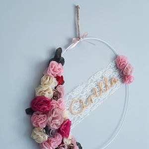 Egyedi névdekor, névtábla, kopogtató csipkével gyerekszoba és babaszoba dekoráció - otthon & életmód - dekoráció - Meska.hu