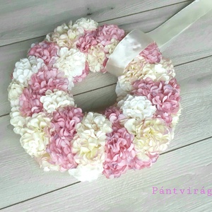 Dús hortenzia apróvirágos tavaszi-nyári ajtódísz koszorú, kopogtató NAGY  - otthon & életmód - dekoráció - Meska.hu