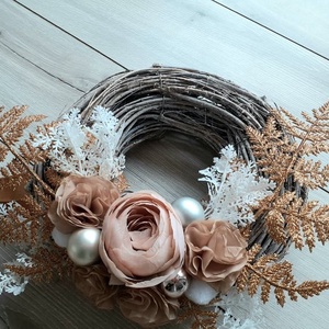 Karácsonyi Natur Kopogtató, Beige és Föld - karácsony - adventi díszek - adventi ajtódísz - Meska.hu