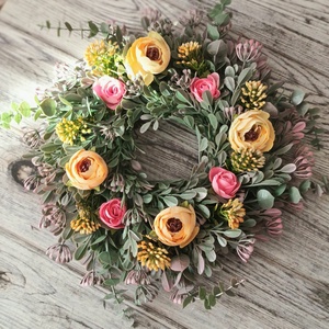 Tavaszi, kisebb, vegyes koszorú, kopogtató,ajtódísz - otthon & életmód - dekoráció - ajtó- és ablak dekoráció - ajtódísz & kopogtató - Meska.hu