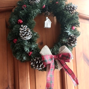 Karácsonyi piros-zöld kopogtató , ajtódísz - karácsony - adventi díszek - adventi ajtódísz - Meska.hu